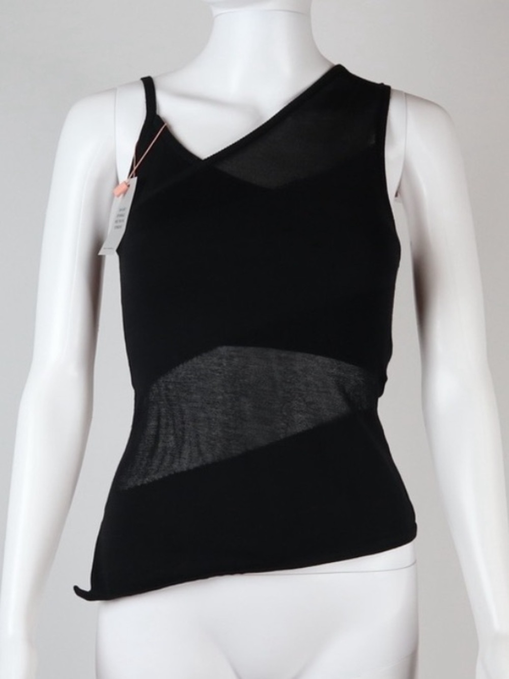 cult gaia Black Asymmetric Mesh-Panel Tank